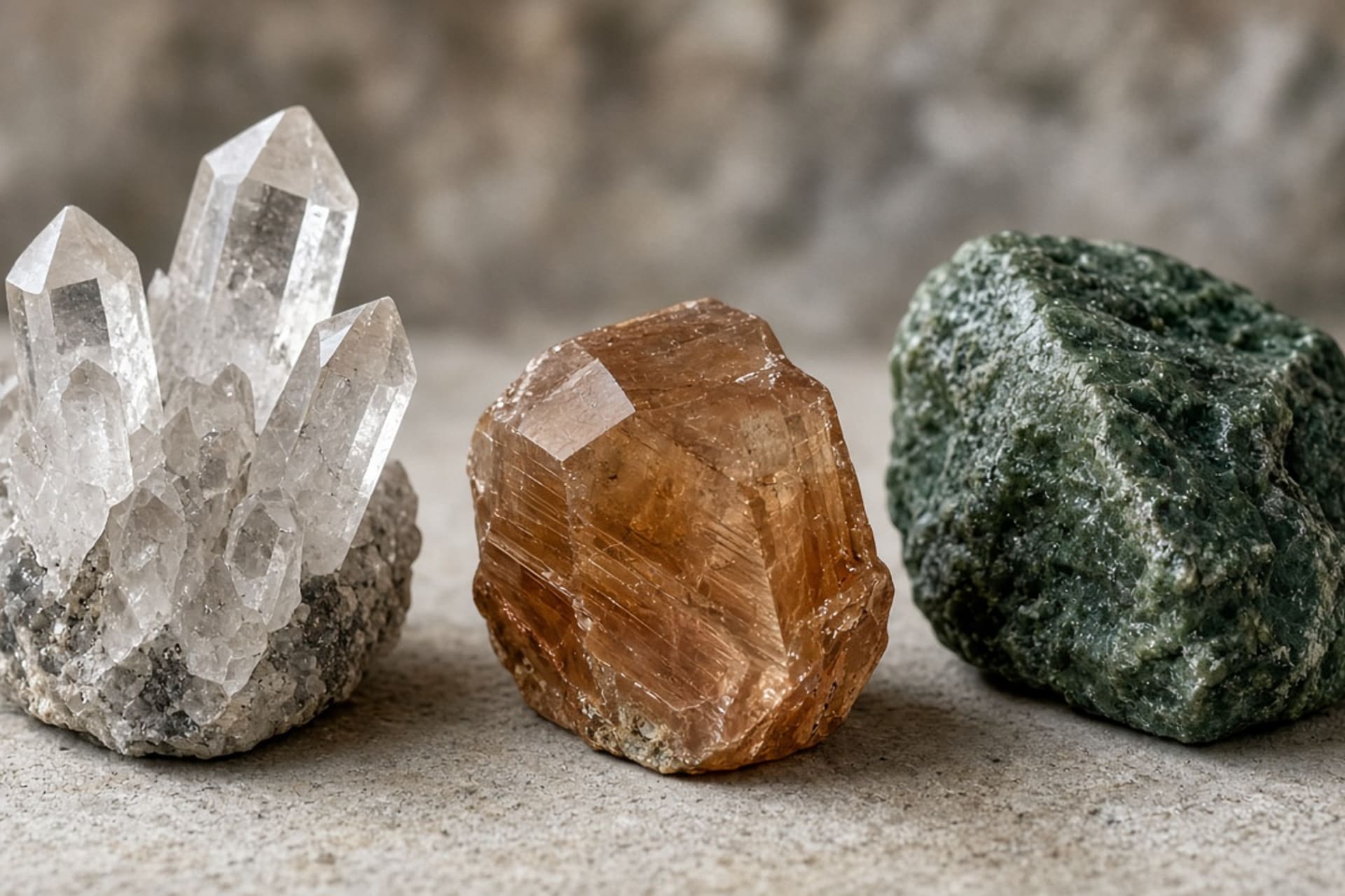 Selección de minerales sobre superficie natural